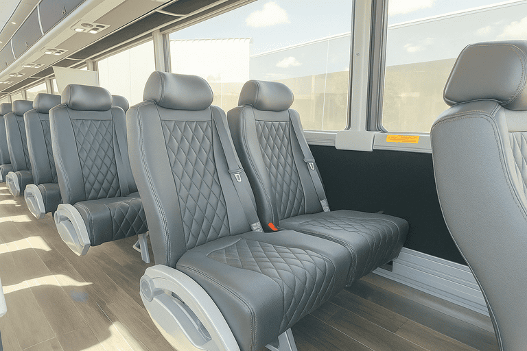 interior of Vista Minibus Company charter bus