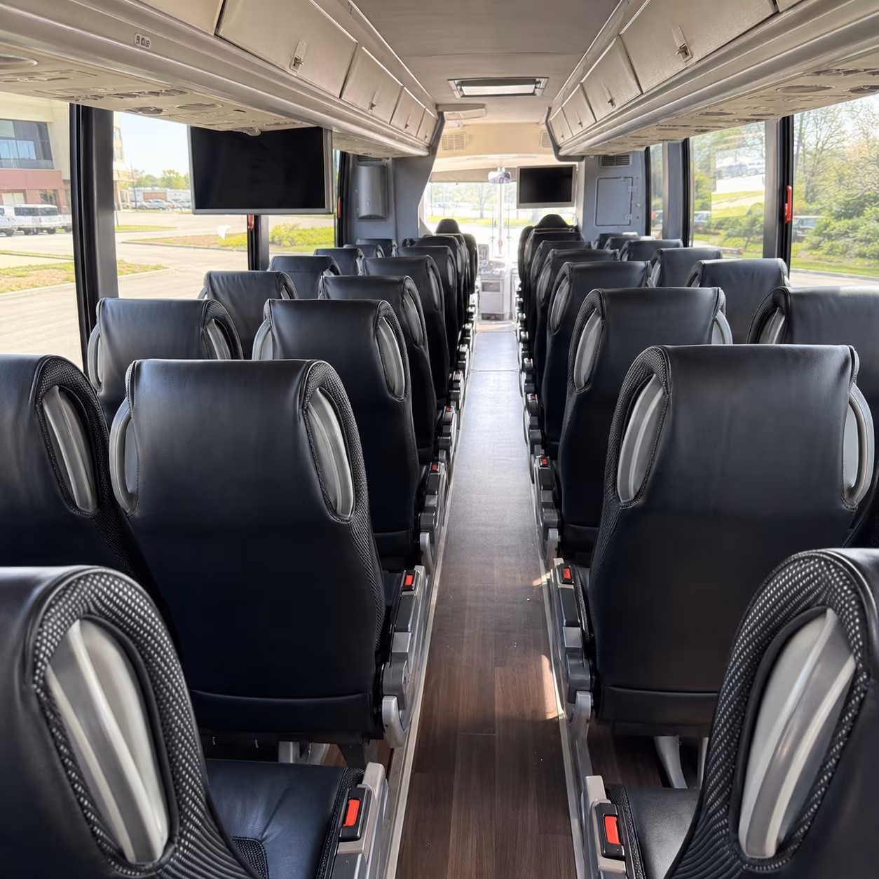vista 56 passenger charter bus inside